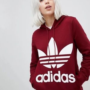 Adidas Originals Trefoil Hoodie in Burgundy